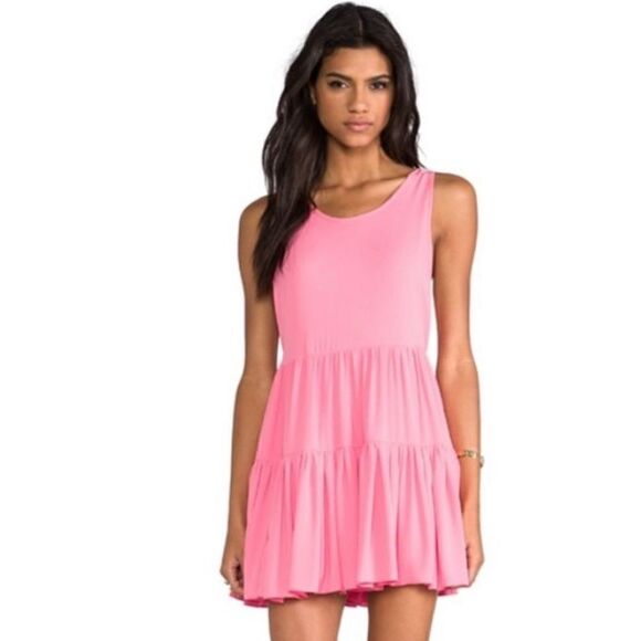 Revolve Lovers + Friends Pink Tiered Sleeveless Dress Size Medium - Picture 1 of 8